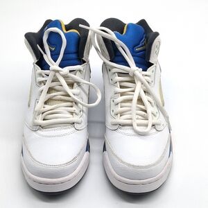 Air Jordan 5 “Laney” White Blue Yellow Sneakers Boys 6.5Y Women Sz 8.